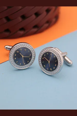 Kavove Blue & Silver-Toned Cufflink