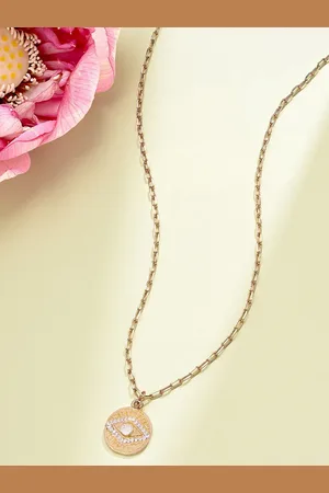 Ami Women White Gold-Plated Chain With Evil Eye Pendant