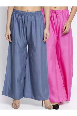 Jinfo Women Grey & Pink Set of 2 Knitted Palazzos