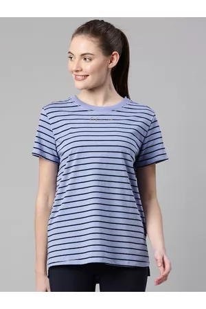 ENAMORA Athleisure Women Striped Relaxed Fit Antimicrobial Outdoor T-shirt