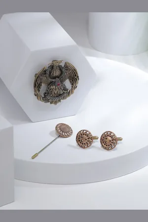 COSA NOSTRAA Men Gold- Toned Patterned Accessory Gift Set