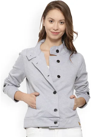 Campus Women Grey Melange Solid Tailored Jacket