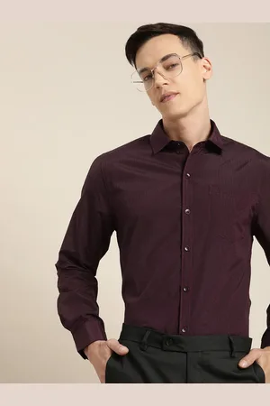 Invictus Men Dark Maroon Premium Slim-Fit Striped Formal Shirt