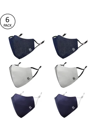 Masq Unisex Pack Of 6 4-Ply Reusable Anti-Pollution Pure Cotton Cloth Masks
