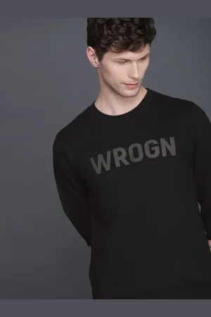 WROGN Men Black Printed Slim Fit Sweatshirt
