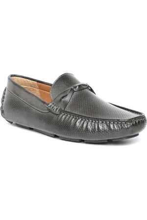 Mocas Men Black Perforated Driving Shoes