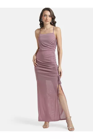 Kazo Mauve Ruched Maxi Dress