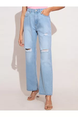 20Dresses Women Blue High-Rise Highly Distressed Light Fade Stretchable Jeans