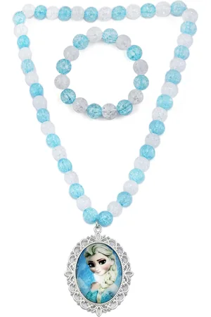 EL REGALO Girls Blue White Elsa Beaded Jewellery Set