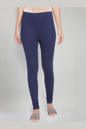 Elleven Women Blue Solid Cotton Churidar Length Leggings