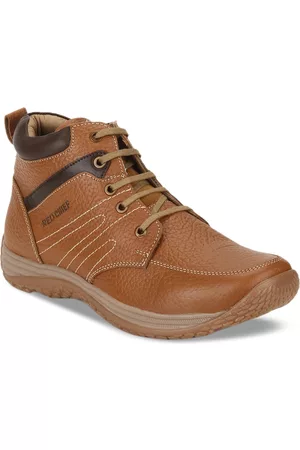 Red Chief Men Textured Leather Mid-Top Sneakers