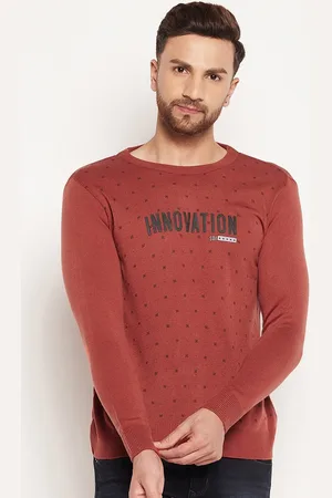 Duke Men Red & Black Typography Printed Pullover