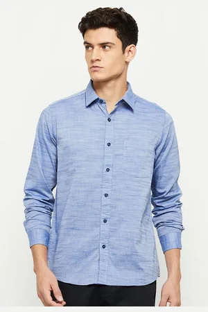 Max Collection Men Blue Cotton Casual Shirt