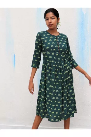 Chidiyaa Women Green Printed Dress