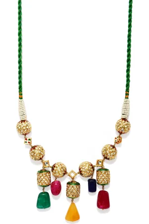DUGRISTYLE Gold-Plated & Multi Geetanjali Silver Necklace