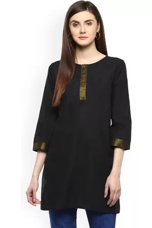 Bhama Couture Women Black Solid Mangalgiri Pure Cotton Pure Cotton Kurti