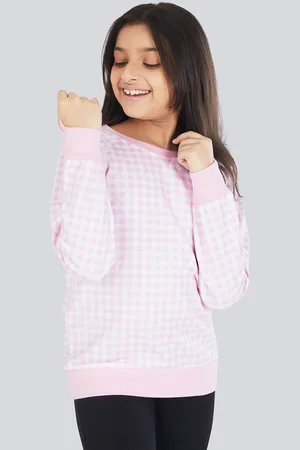 OLELÉ Girls Pink Checked Sweatshirt