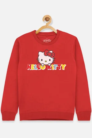 Kidsville Girls Red & White Hello Kitty Printed Sweatshirt