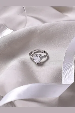 Joker & Witch Silver-Toned White Stone-Studded Adjustable Finger Ring