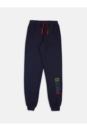 PUMA Boys Blue Printed Cotton Joggers