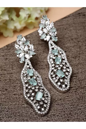 karatcart Silver Plated Lime Green Classic Drop Earrings
