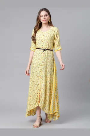 Rangriti Women Yellow Floral Maxi Dress
