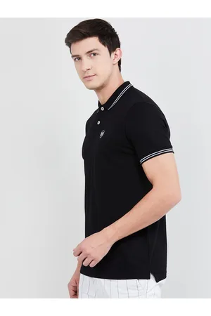 Max Collection Men Black Solid Polo Collar T-shirt