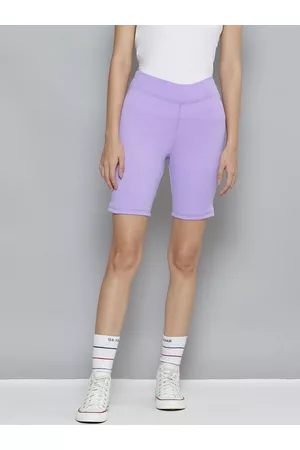 Sassafras Women Lavender Skinny Fit High-Rise Outdoor Sports Shorts