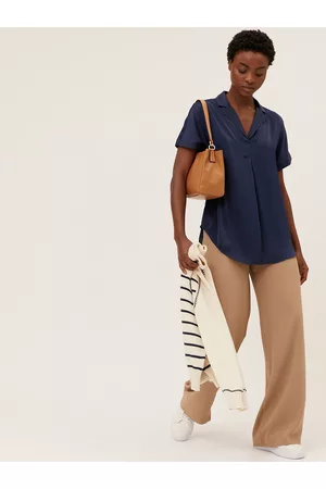Marks & Spencer Blue Shirt Style Cotton Top