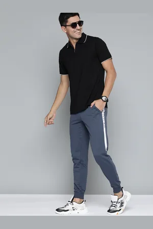 HERE&NOW Men Navy Blue Solid Joggers with Contrast Side Panelling