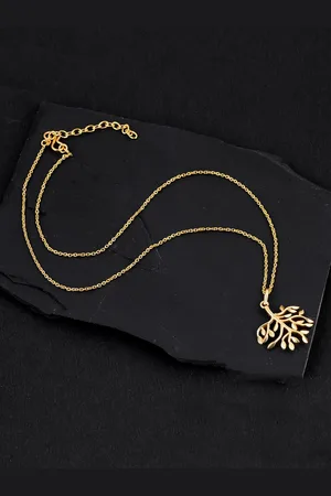 Tistabene Women Gold-Plated Tree-Shaped Pendant With Chain