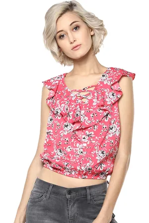 Harpa Women Pink Floral Print Blouson Top