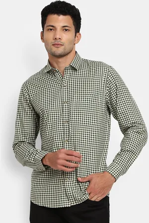 V-Mart Men Green Checked Casual Shirt