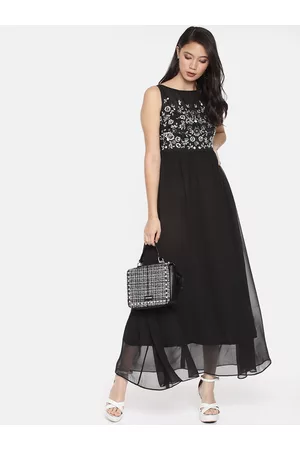 Miss Chase Black Sequined Embroidered Party Maxi Dress
