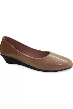 WOMENS BERRY Pink Colourblocked Wedge Pumps