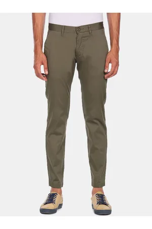 Buy Ruggers Men Dark Beige Slim Fit Solid Trousers online