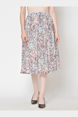 Cation Women Multicoloured Printed Flared Midi Skirt