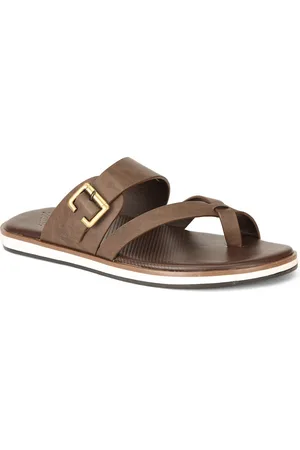Bata Men Brown & Gold-Toned men PU Comfort Sandals
