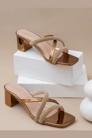 SHEZONE Women Copper-Toned Block Sandals