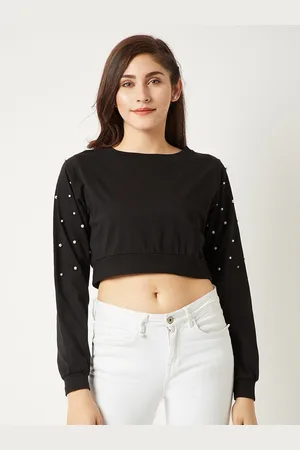 Miss Chase Women Black Solid Pure Cotton Top