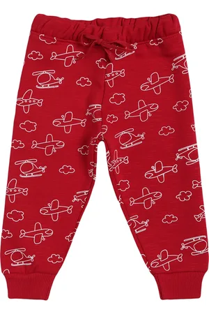BodyCare Boys Maroon Printed Cotton Joggers