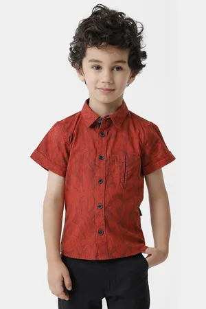 KATE & OSCAR Boys Rust Standard Printed Pure Cotton Casual Shirt