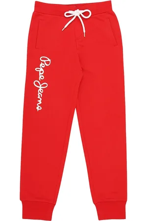 Pepe Jeans Boys Red Solid Cotton Regular-Fit Joggers