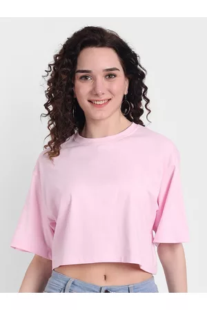 Color Capital Women Pink Solid Extended Sleeves Boxy T-shirt