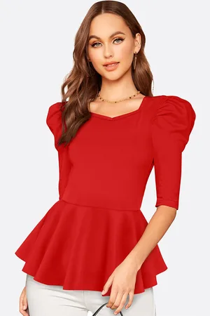 LONDON BELLY Women Red Peplum Top