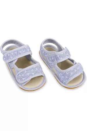 Baby Moo Unisex Kids Grey Printed PU Driving Shoes