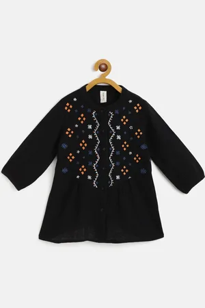 Scouph Black Cotton Embroidered A-Line Top