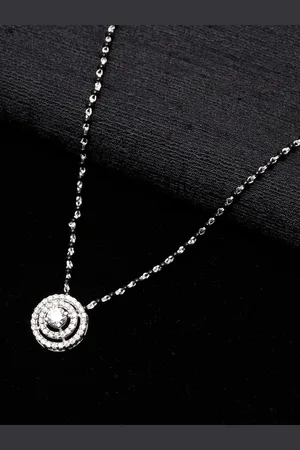 CLARA Women 925 Sterling Silver Beaded And Stone Studded Mangalsutra