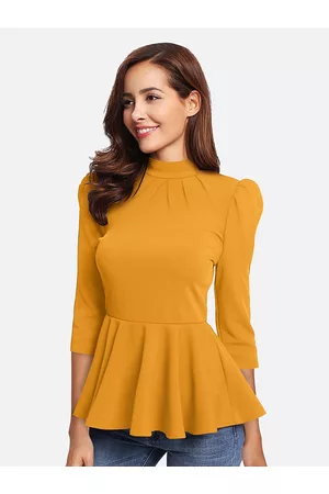 LONDON BELLY Yellow Peplum Top