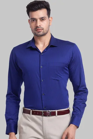 Park Avenue Men Blue Slim Fit Striped Casual Shirt